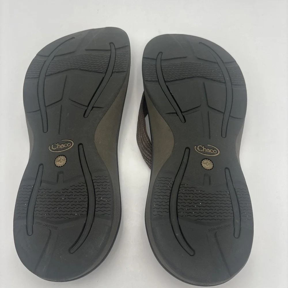 Chaco Classic Flip Flop Brown Sandals Shoes Men's Size‎ 12 Canvas Strap Thong